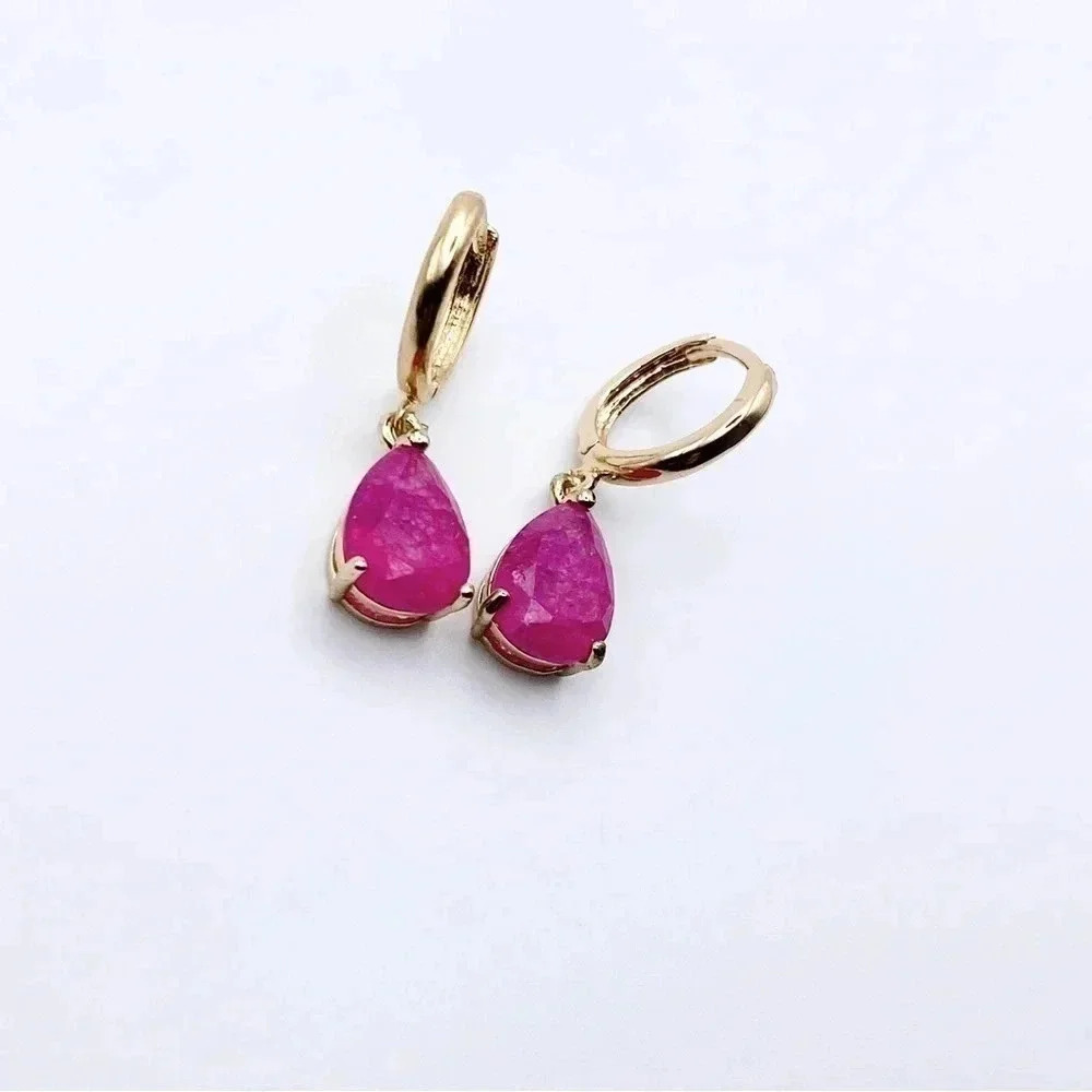 DROP Stone Hoops Earrings